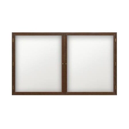 United Visual Products 60"x36" 2-Door Wet/Dry Erase, Black Porcelain/Walnut Frame UV854D-WALNUT-BLKPORC